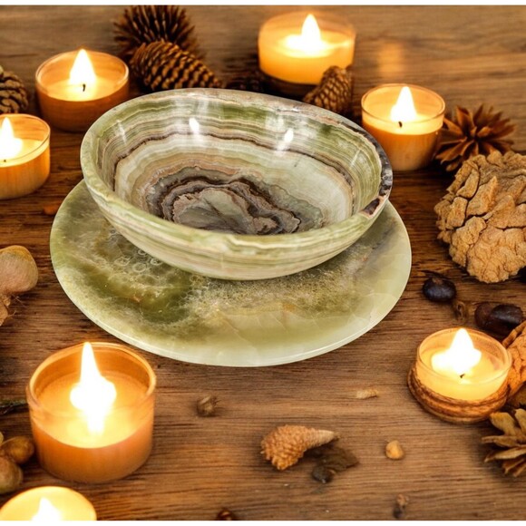 Nuts, candy bowl, marble handmade bowl with Saucer Snack dish, Marble Candy dish - Picture 4 of 11